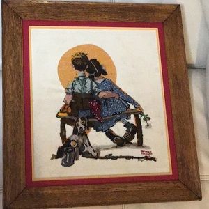 Norman Rockwell’s “Lovers on a Bench” Framed Needlepoint